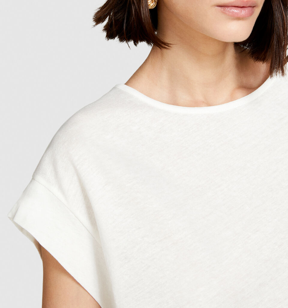 Slub t-shirt - women's short sleeve t-shirts - White | Sisley image number 5